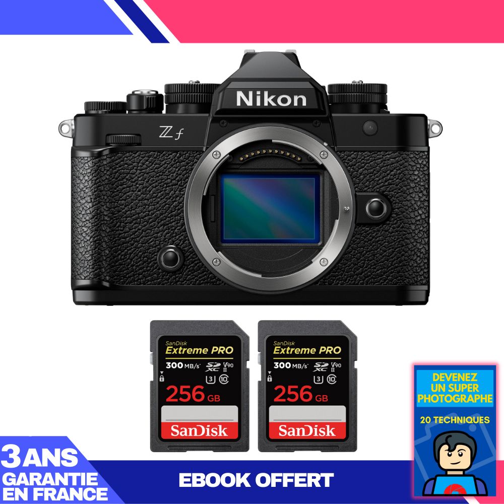 Nikon Zf Camera + 2 SanDisk 256GB Extreme PRO UHS-II SDXC Cards 300MB/s + 'Become a Super Photographer' Ebook