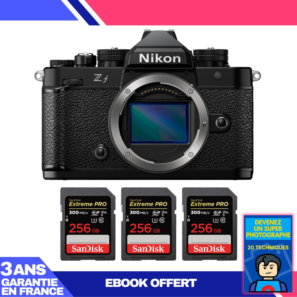 Nikon Zf Camera + 3 SanDisk 256GB Extreme PRO UHS-II SDXC Cards 300MB/s + Ebook 'Become a Super Photographer'