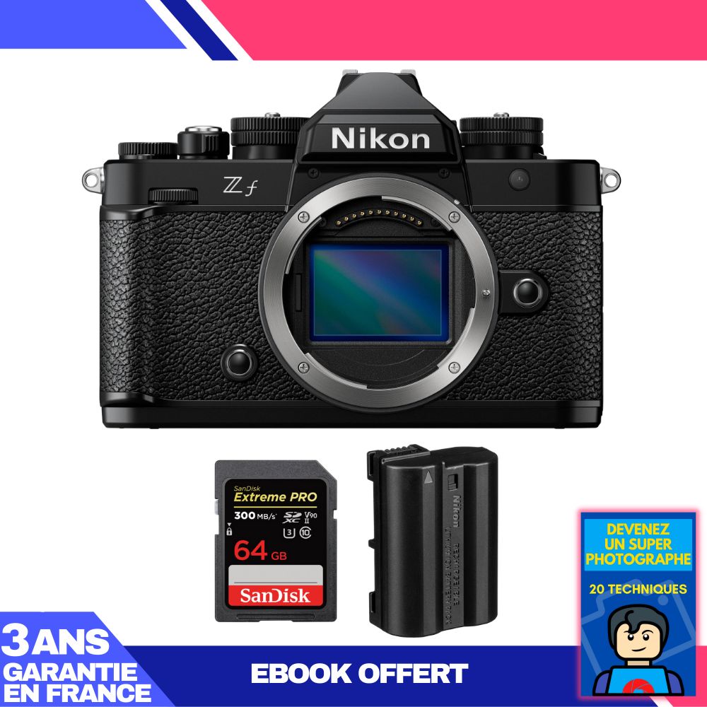 Nikon Zf Camera + 1 SanDisk 64GB Extreme PRO UHS-II SDXC Card 300MB/s + Nikon EN-EL15C Battery + 'Become a Super Photographer' Ebook