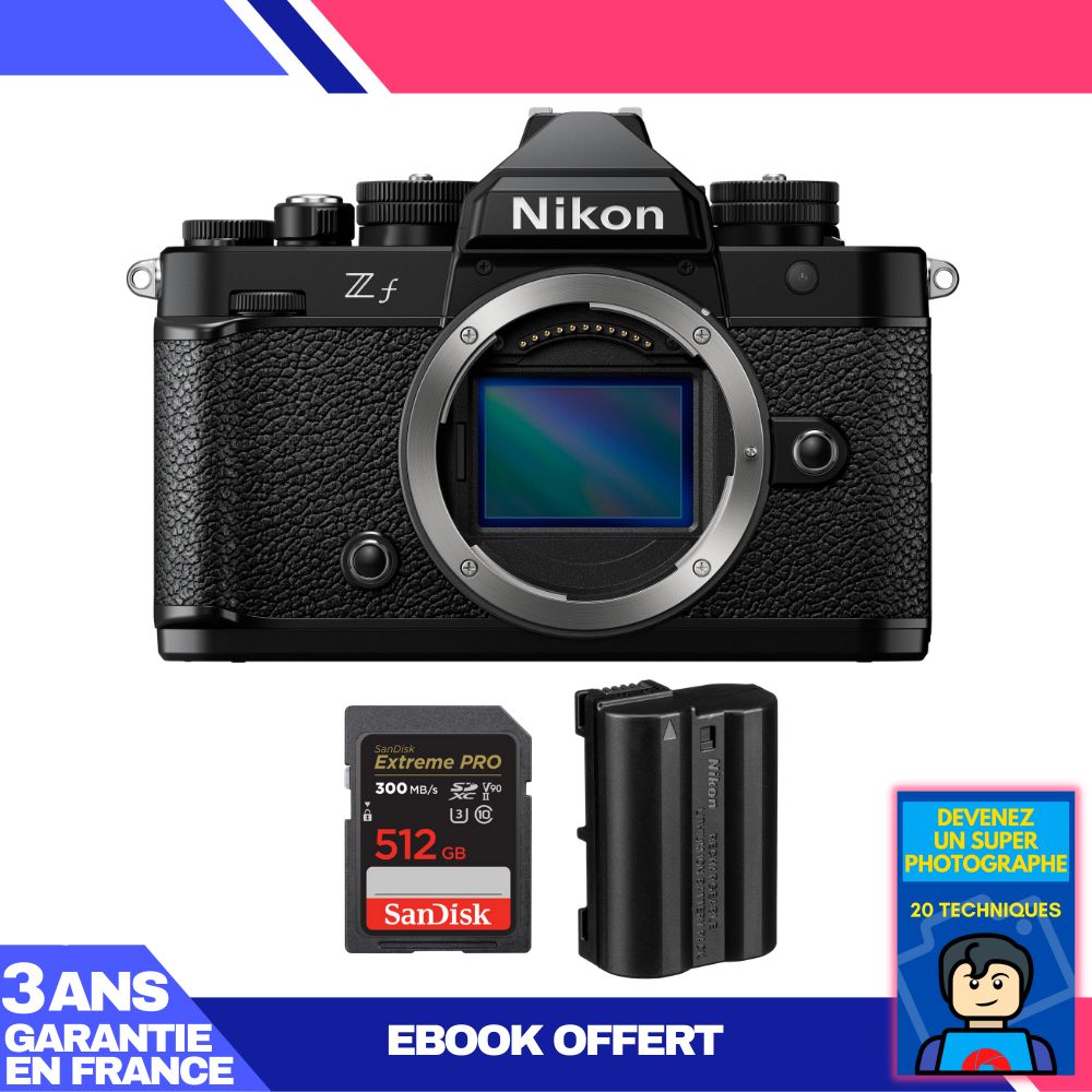 Nikon Zf Camera + 1 SanDisk 512GB Extreme PRO UHS-II SDXC Card 300MB/s + 1 Nikon EN-EL15C Battery + Ebook 'Become a Super Photographer