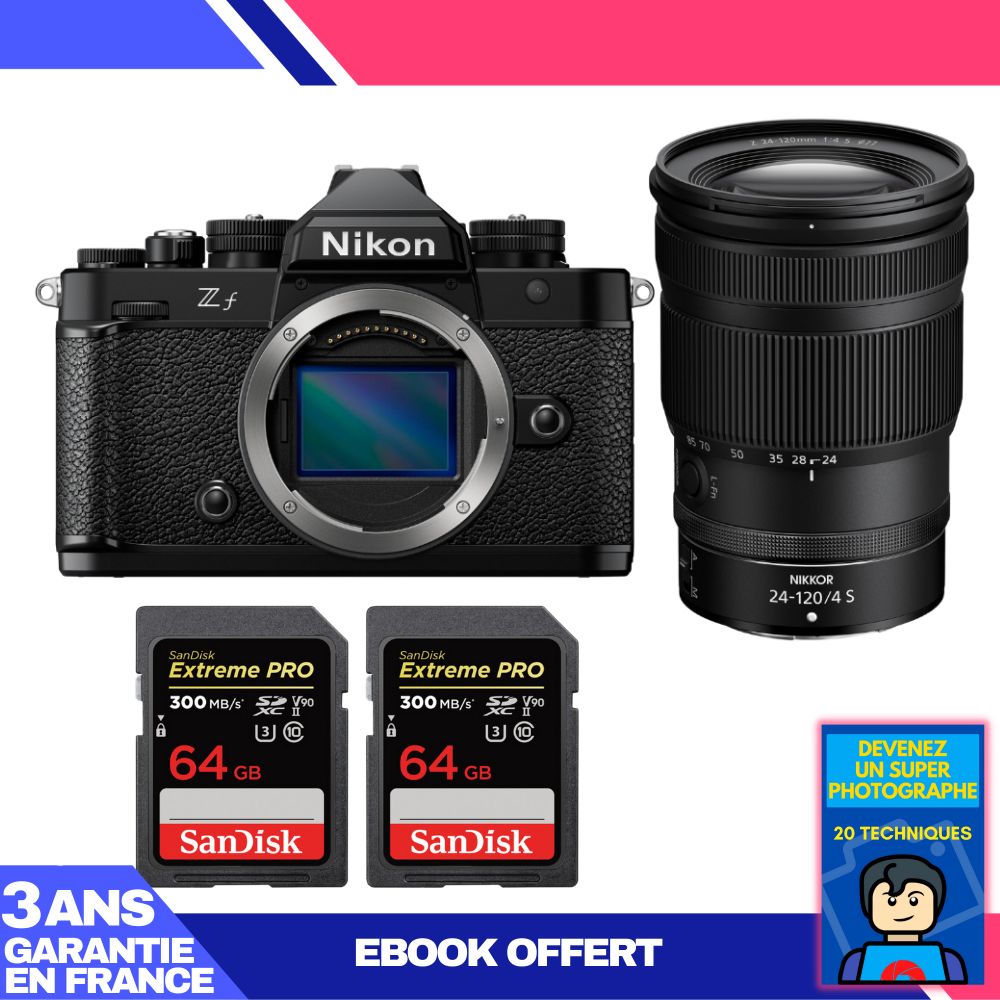 Nikon Zf Body + 24-120mm f/4 S Lens + 2 SanDisk 64GB Extreme PRO UHS-II SDXC Cards + 'Become a Master Photographer' Ebook