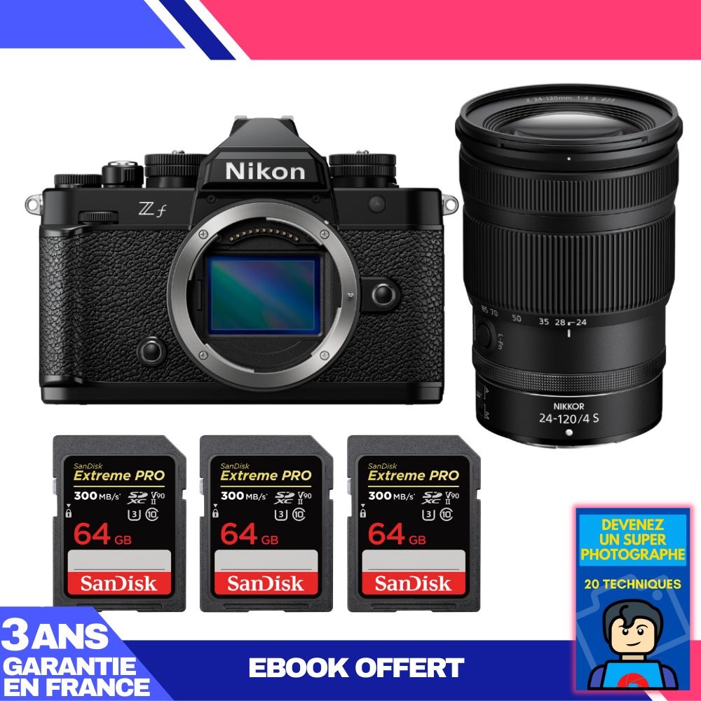 Nikon Zf Body + 24-120mm f/4 S Lens + 3 SanDisk 64GB Extreme PRO UHS-II SDXC Cards + 'Become a Master Photographer' Ebook