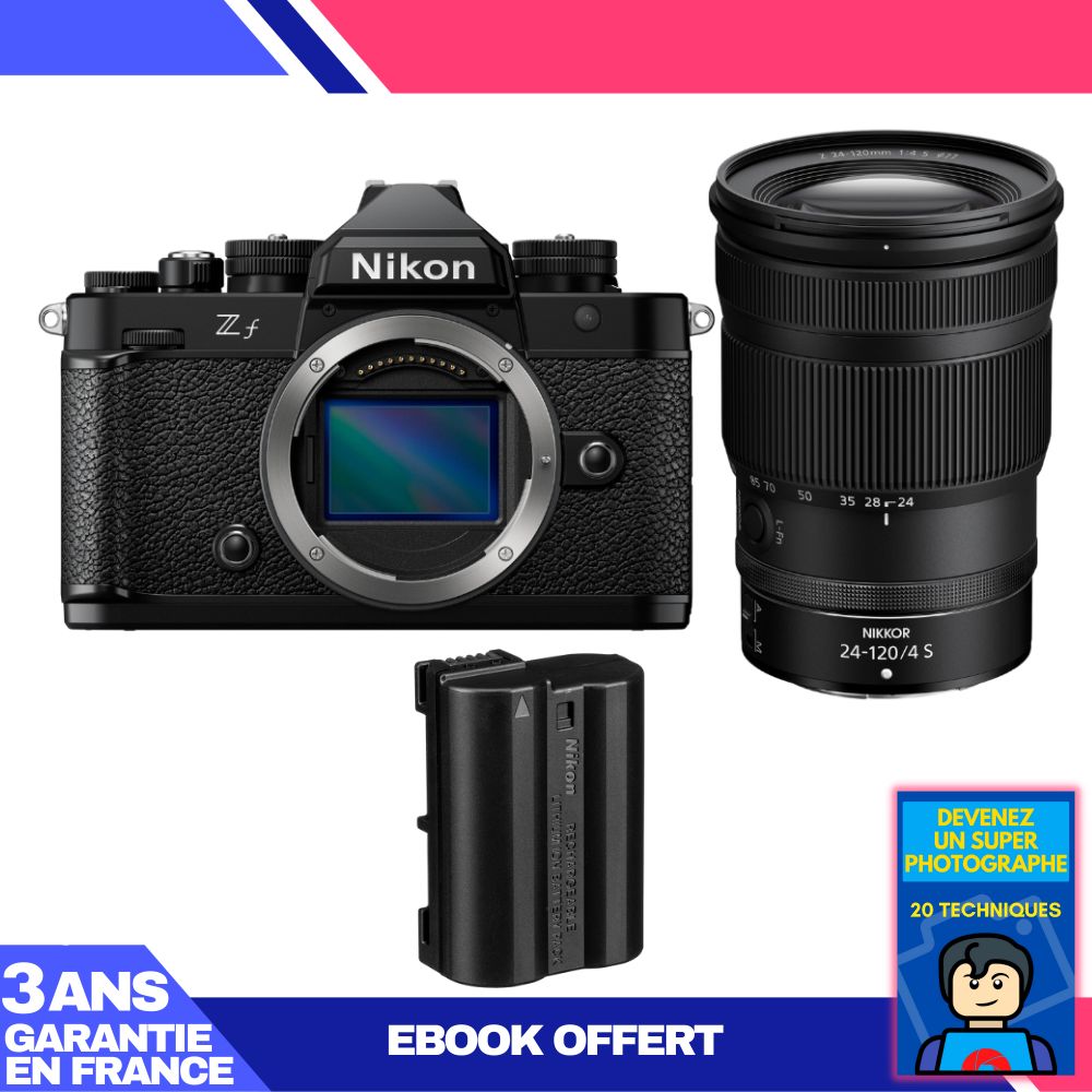 Appareil photo Nikon Zf + Objectif 24-120mm f/4 S + Batterie EN-EL15C + Ebook 'Devenez un Photographe Suprême'