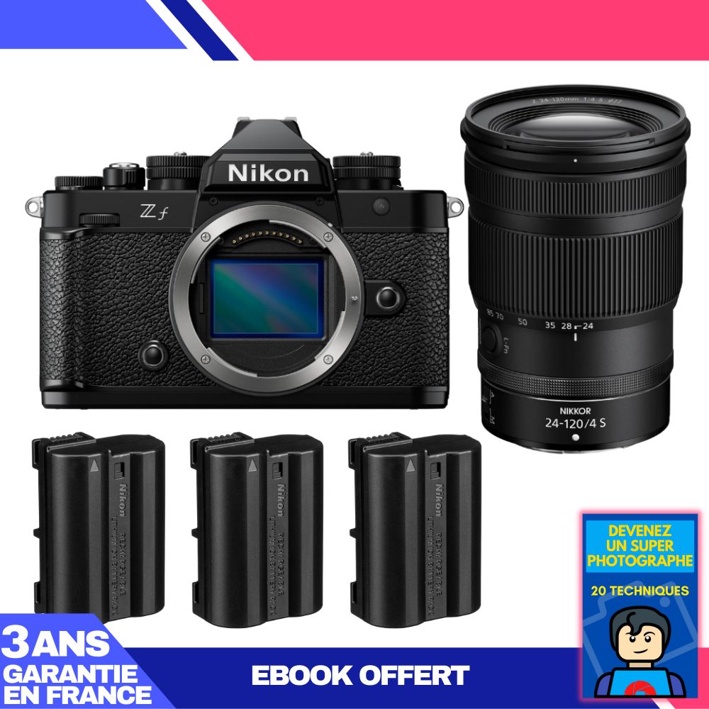 Nikon Zf Camera + 24-120mm f/4 S Lens + 3 EN-EL15C Batteries + 'Become a Super Photographer' Ebook