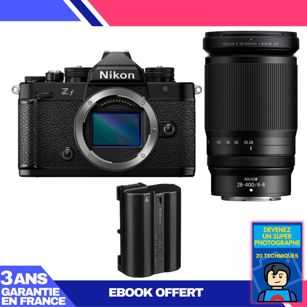 Appareil photo Nikon Zf + Objectif 28-400mm f/4-8 VR + Batterie EN-EL15C + Ebook 'Devenez un super photographe'
