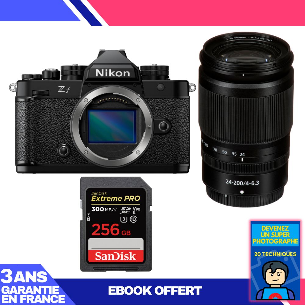 Nikon Zf Hybrid Camera Kit with 24-200mm f/4-6.3 VR Lens + 256GB SanDisk Extreme PRO SDXC Card