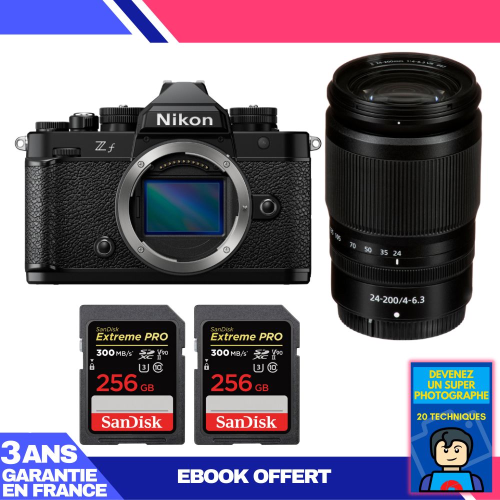 Nikon Zf Camera + 24-200mm f/4-6.3 VR Lens + 2 SanDisk 256GB Extreme PRO UHS-II SDXC Cards
