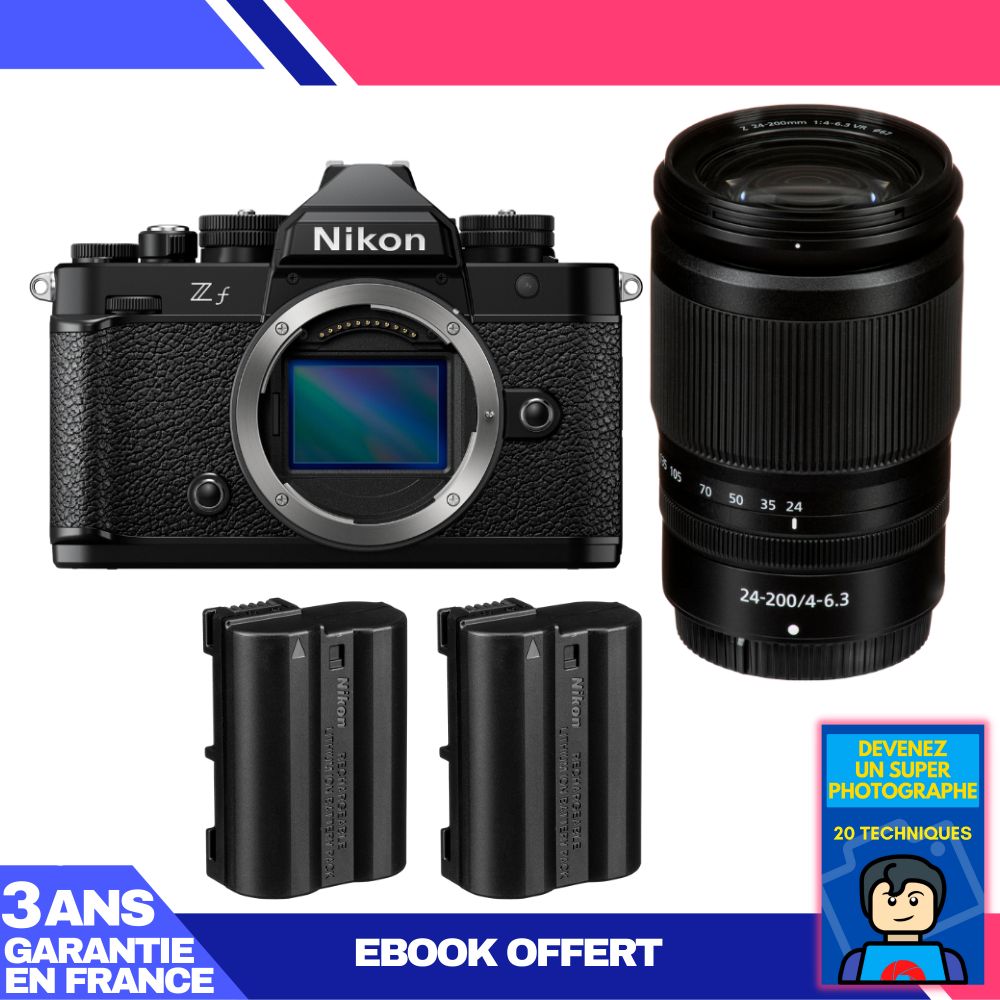 Nikon Zf Camera Kit with 24-200mm f/4-6.3 VR Lens + 2 EN-EL15C Batteries + Ebook: Become a Super Photographer