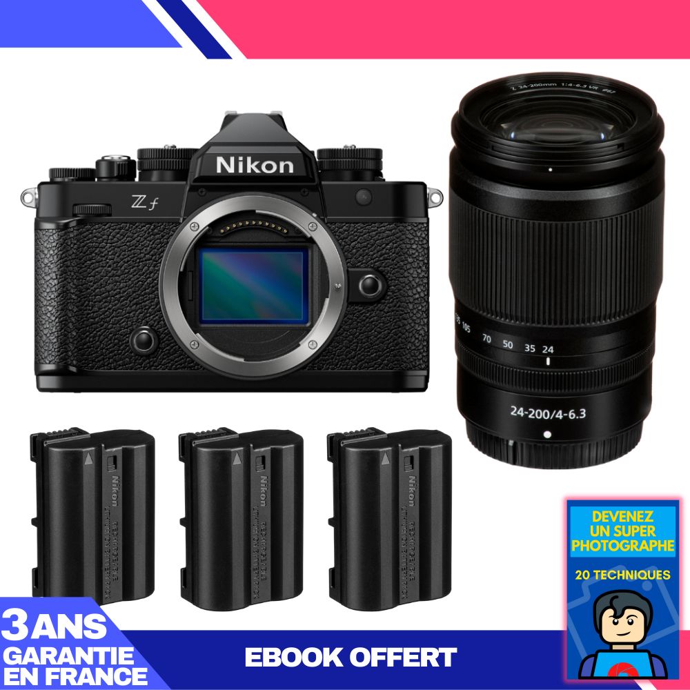 Nikon Zf Camera + 24-200mm f/4-6.3 VR Lens + 3 EN-EL15C Batteries + 'Become a Super Photographer' Ebook