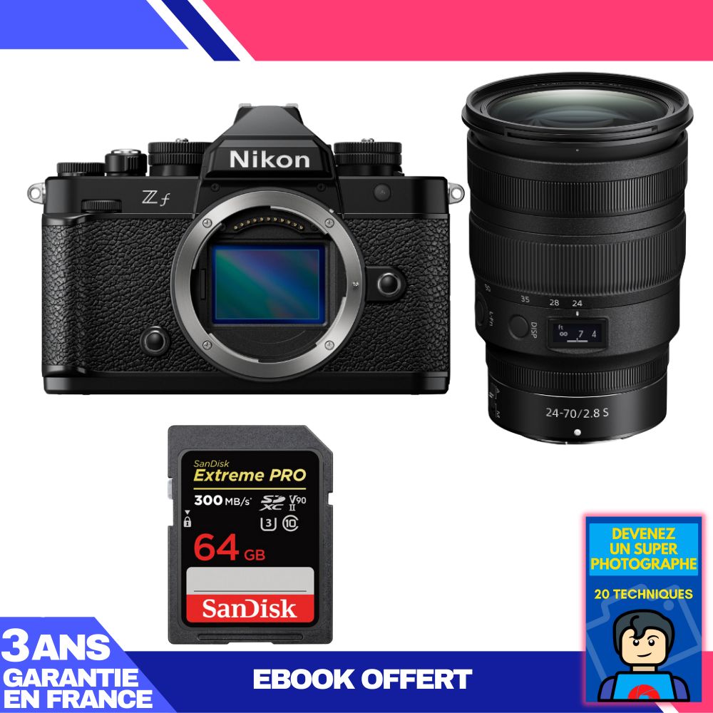 Nikon Zf Camera Kit with 24-70mm f/2.8 S Lens + 64GB SanDisk Extreme PRO UHS-II SDXC Card