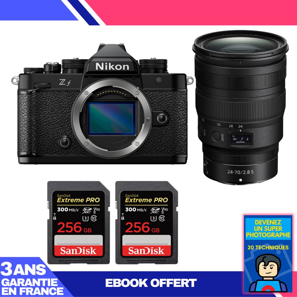Nikon Zf Camera + 24-70mm f/2.8 S Lens + 3 x 256GB SanDisk Extreme PRO UHS-II SDXC Cards + Ebook: Become a Master Photographer
