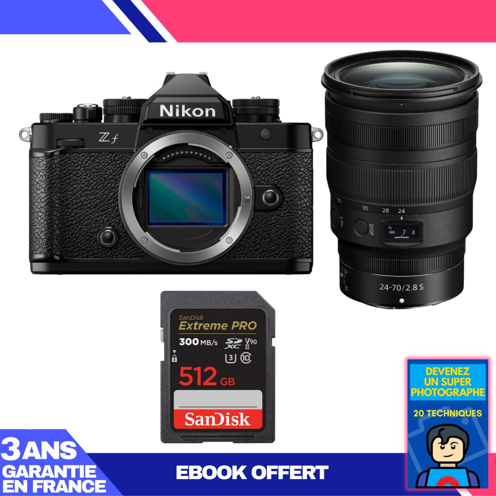 Nikon Zf Body + 24-70mm f/2.8 S Lens + 512GB SanDisk Extreme PRO UHS-II SDXC Card (300MB/s) + 'Become a Super Photographer' Ebook