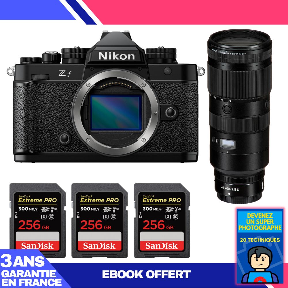 Nikon Zf Body + 70-200mm f/2.8 VR S Lens + 3 SanDisk 256GB Extreme PRO UHS-II SDXC Cards + Ebook 'Become a Super Photographer'