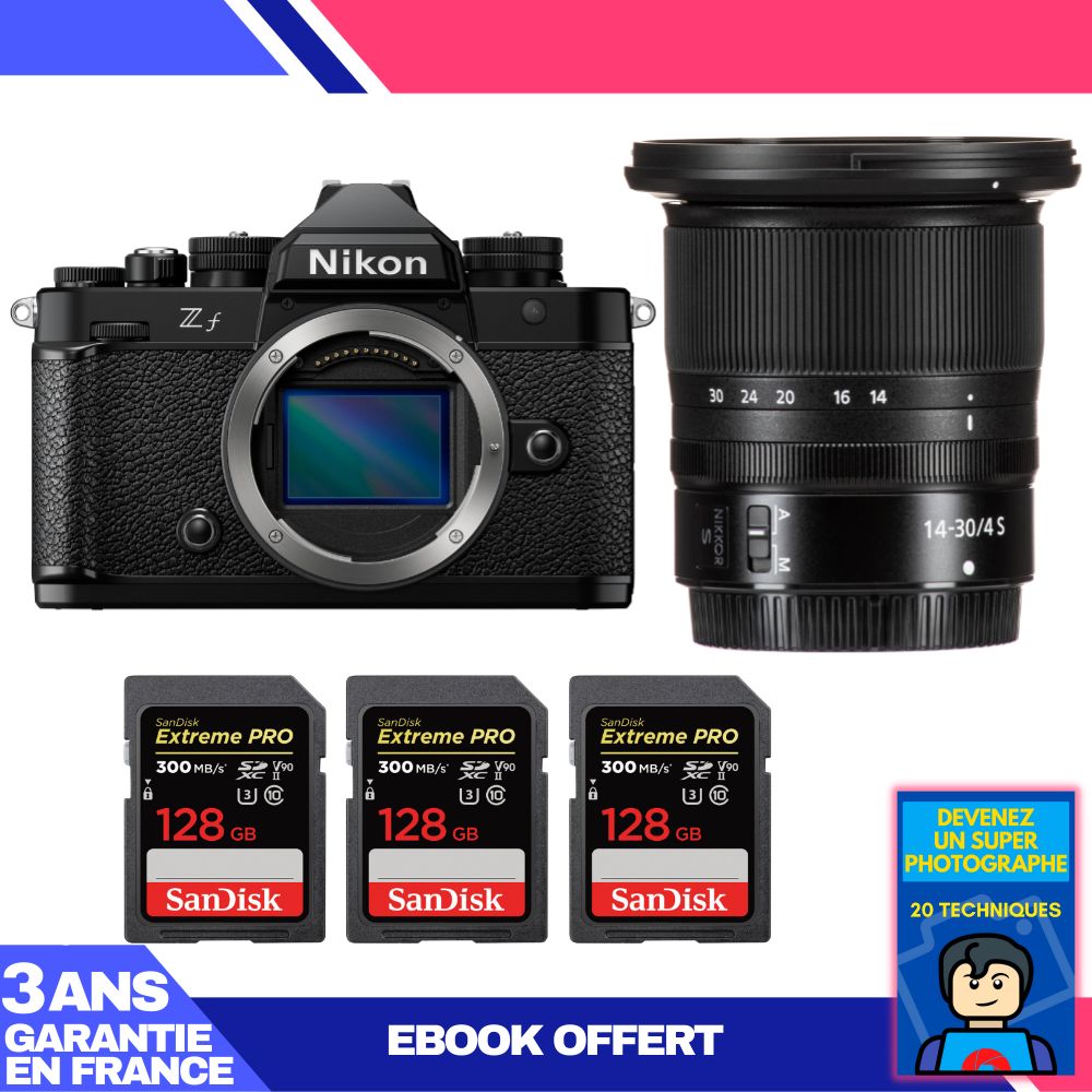 Nikon Zf Camera + 14-30mm f/4 S Lens + 3 SanDisk 128GB Extreme PRO UHS-II SDXC Cards