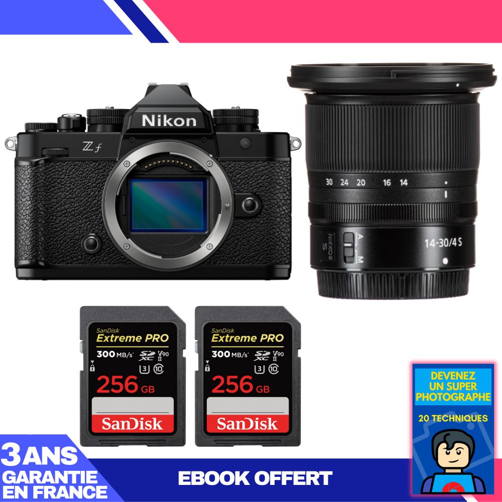 Nikon Zf Camera + 14-30mm f/4 S Lens + 2 SanDisk 256GB Extreme PRO UHS-II SDXC Cards + 'Become a Super Photographer' Ebook
