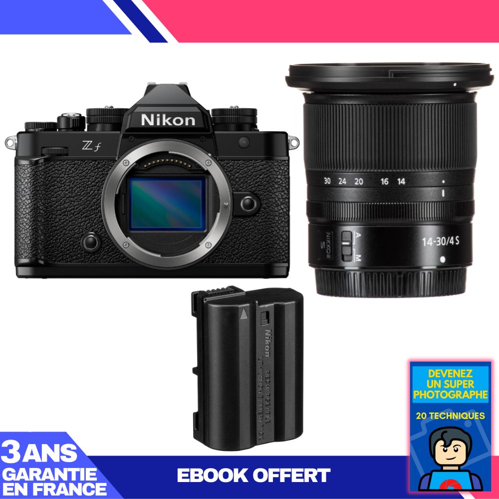 Appareil photo Nikon Zf + Objectif 14-30mm f/4 S + Batterie EN-EL15C + Guide 'Devenez un Photographe Suprême'