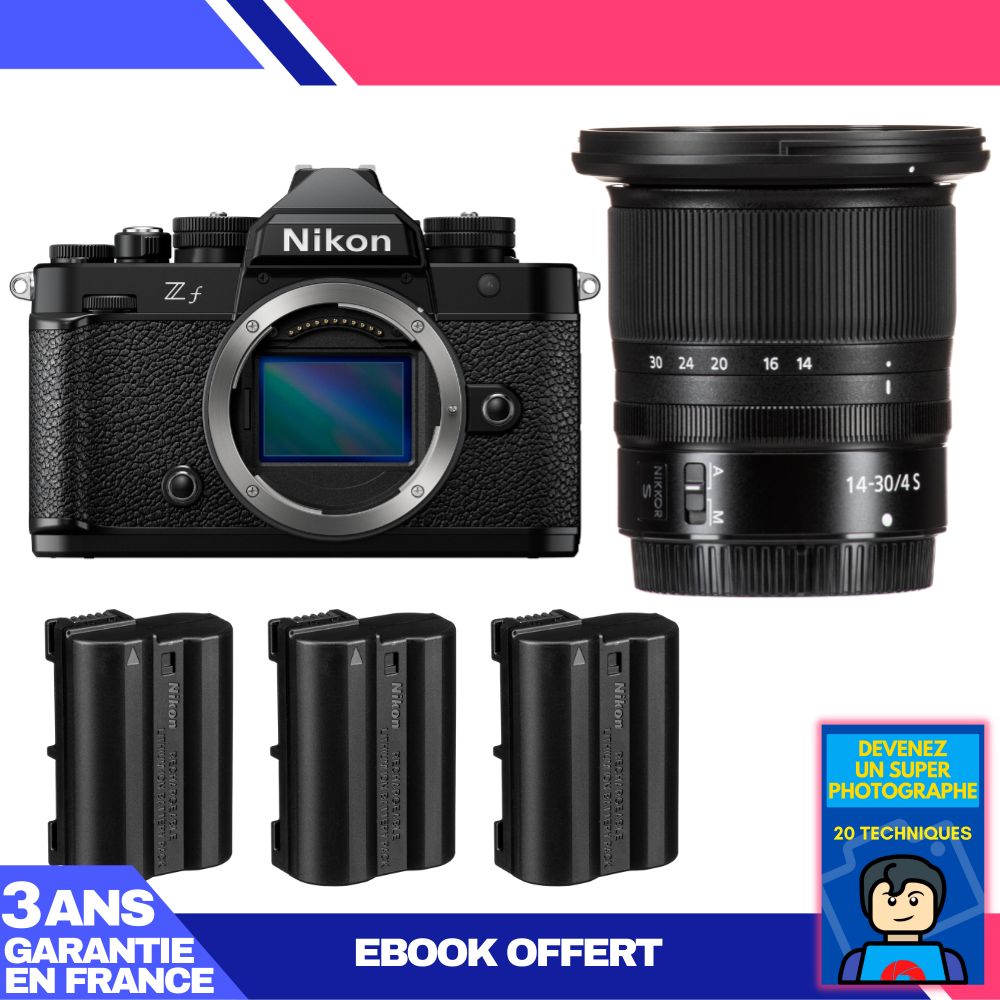 Nikon Zf Camera + 14-30mm f/4 S Lens + 3 Nikon EN-EL15C Batteries + 'Become a Super Photographer' Ebook