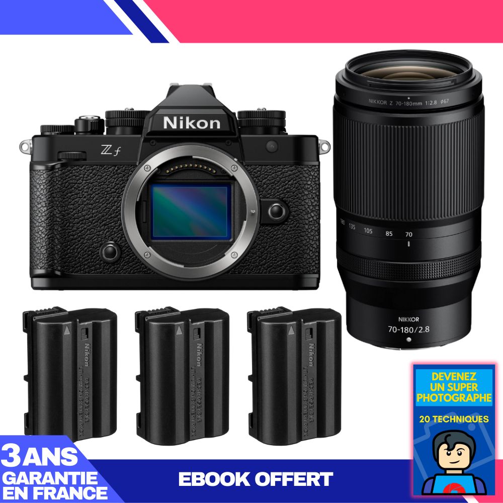 Boîtier Nikon Zf + Objectif 70-180mm f/2.8 + 3 Batteries EN-EL15C + Ebook : Devenez un Photographe Exceptionnel
