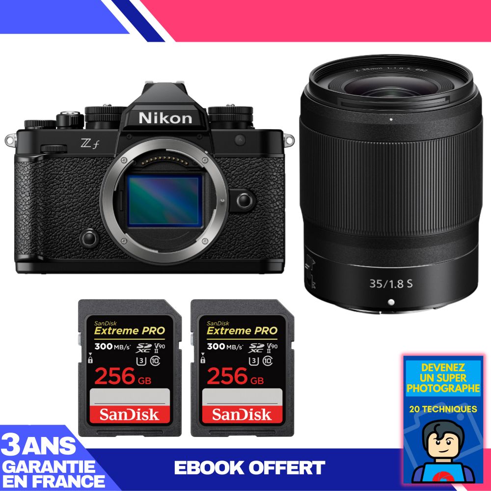 Cámara Nikon Zf + Lente 35 mm f/1.8 S + 2 Tarjetas SDXC SanDisk 256 GB Extreme PRO UHS-II 300 MB/s + Ebook 'Conviértete en un Fotógrafo Super'