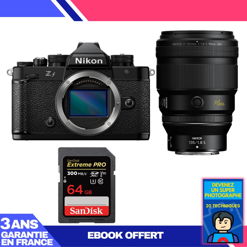 Nikon Zf Body + 135mm f/1.8 S Lens + 1 SanDisk 64GB Extreme PRO UHS-II SDXC Card + Ebook 'Become a Super Photographer'