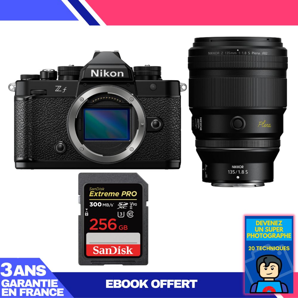 Nikon Zf Camera + 135mm f/1.8 S Lens + 1 SanDisk 256GB Extreme PRO UHS-II SDXC Card + Ebook 'Become a Super Photographer'