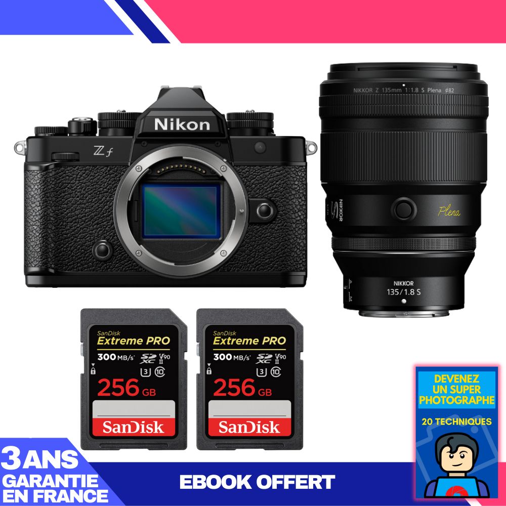 Nikon Zf Body + 135mm f/1.8 S Lens + 2x 256GB SanDisk Extreme PRO UHS-II SDXC Cards + 'Become a Super Photographer' Ebook