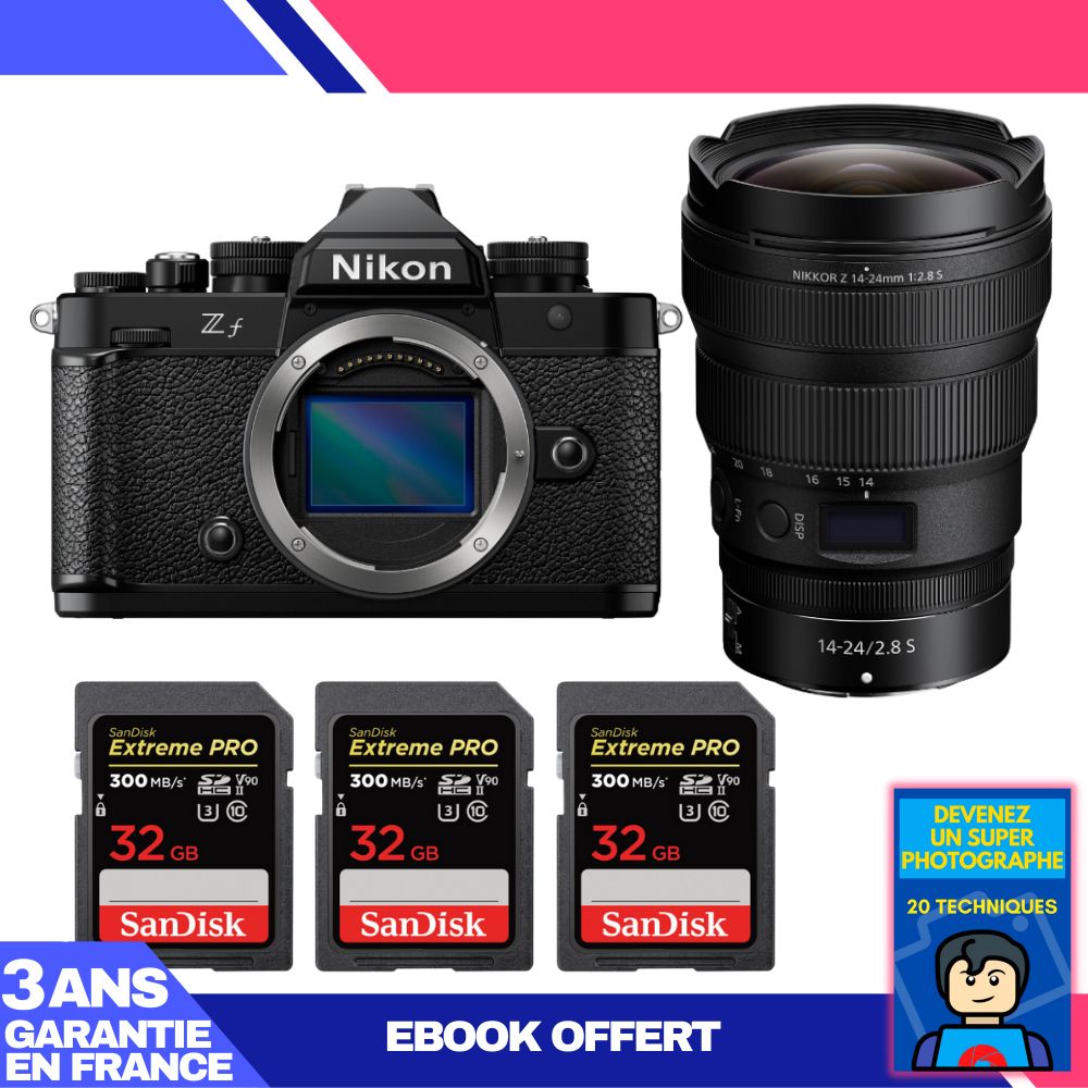 Nikon Zf Camera Kit with 14-24mm f/2.8 S Lens + 3 SanDisk 32GB Extreme PRO UHS-II SDXC Cards