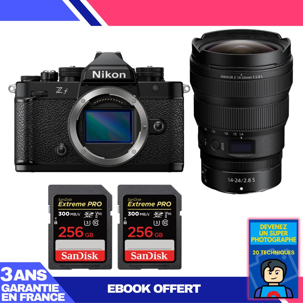 Nikon Zf Body + 14-24mm f/2.8 S Lens + 2 SanDisk 256GB Extreme PRO UHS-II SDXC Cards + 'Become a Super Photographer' Ebook