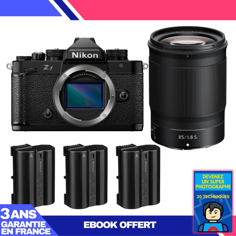 Appareil photo Nikon Zf + Objectif 85 mm f/1,8 S + 3 Batteries EN-EL15C + Ebook 'Devenez un Photographe Suprême'