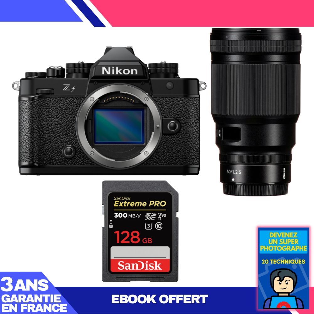 Cámara Nikon Zf + Objetivo 50 mm f/1.2 S + Tarjeta de memoria SanDisk 128 GB Extreme PRO UHS-II SDXC 300 MB/s + Ebook: ¡Conviértete en un fotógrafo super!