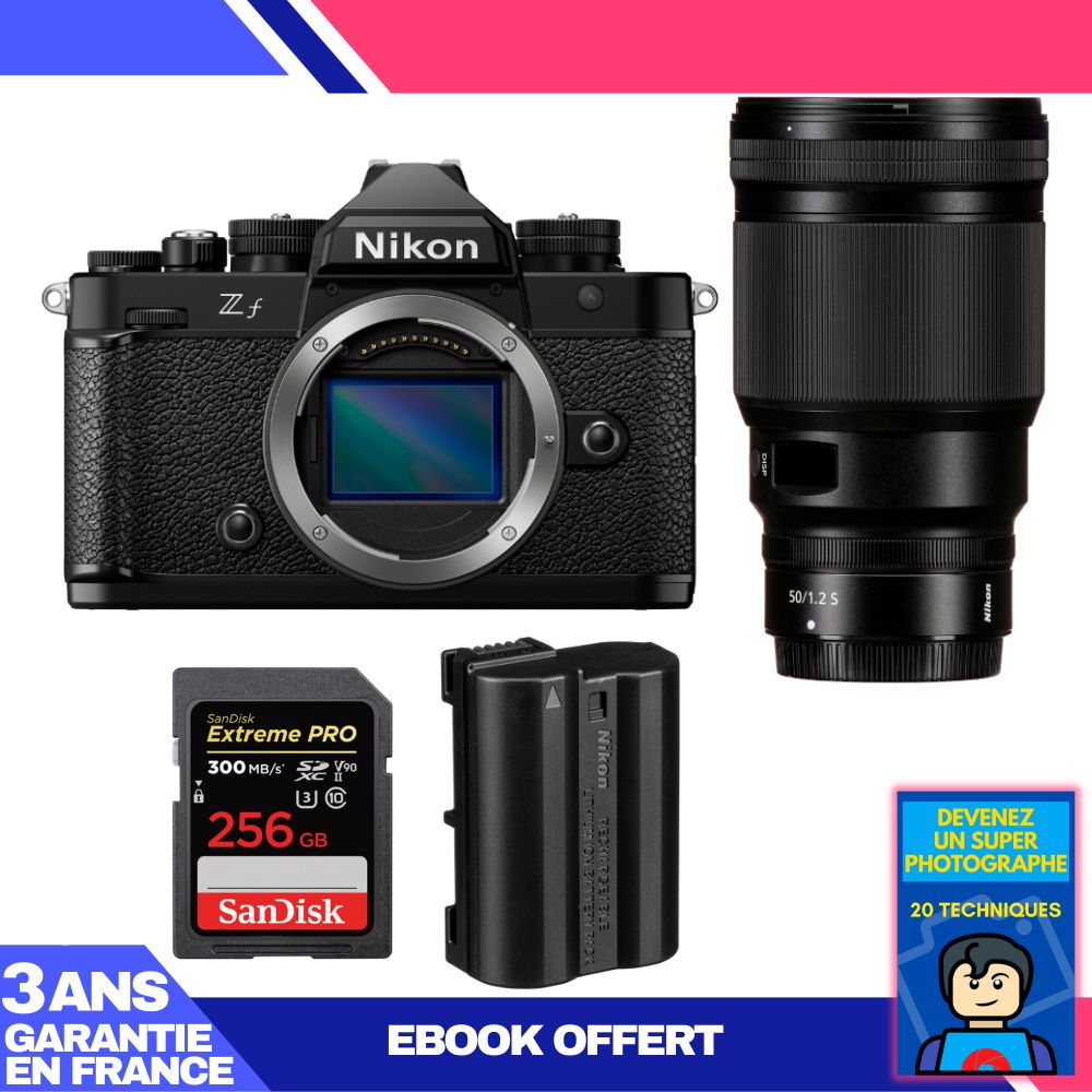 Nikon Zf Body + 50mm f/1.2 S Lens + 1 SanDisk 256GB Extreme PRO UHS-II SDXC Card + 1 Nikon EN-EL15C Battery + Ebook 'Become a Super Photographer'