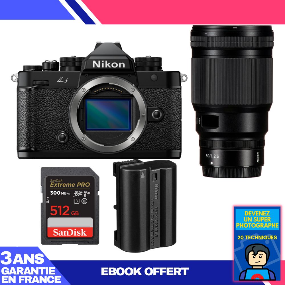 Nikon Zf Camera + 50mm f/1.2 S Lens + 1 SanDisk 512GB Extreme PRO UHS-II SDXC Card + 1 Nikon EN-EL15C Battery + Ebook 'Become a Super Photographer'