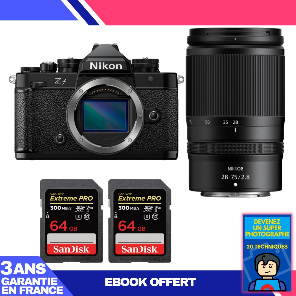 Nikon Zf Body + 28-75mm f/2.8 Lens + 2 SanDisk 64GB Extreme PRO UHS-II SDXC Cards + 'Become a Super Photographer' Ebook
