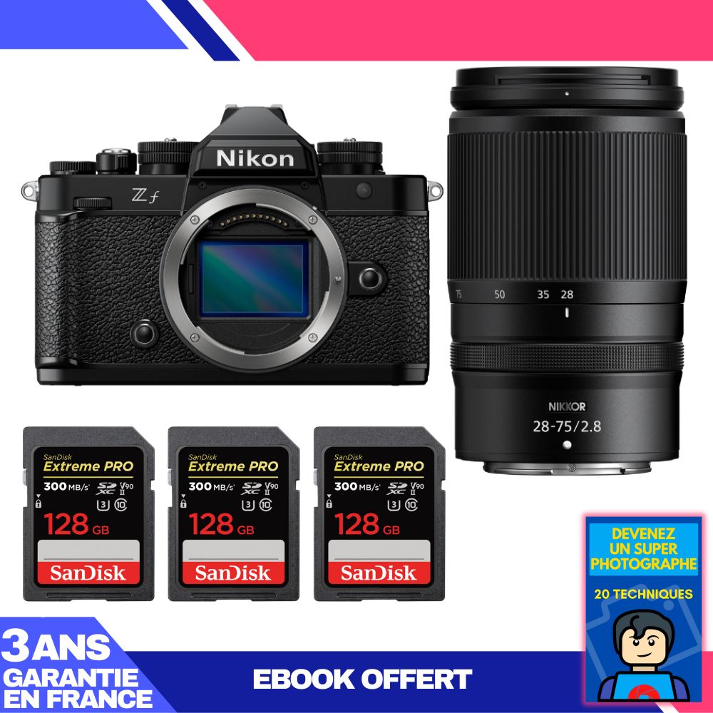 Nikon Zf Body + 28-75mm f/2.8 Lens + 3 SanDisk 128GB Extreme PRO UHS-II SDXC Cards + 'Become a Super Photographer' Ebook