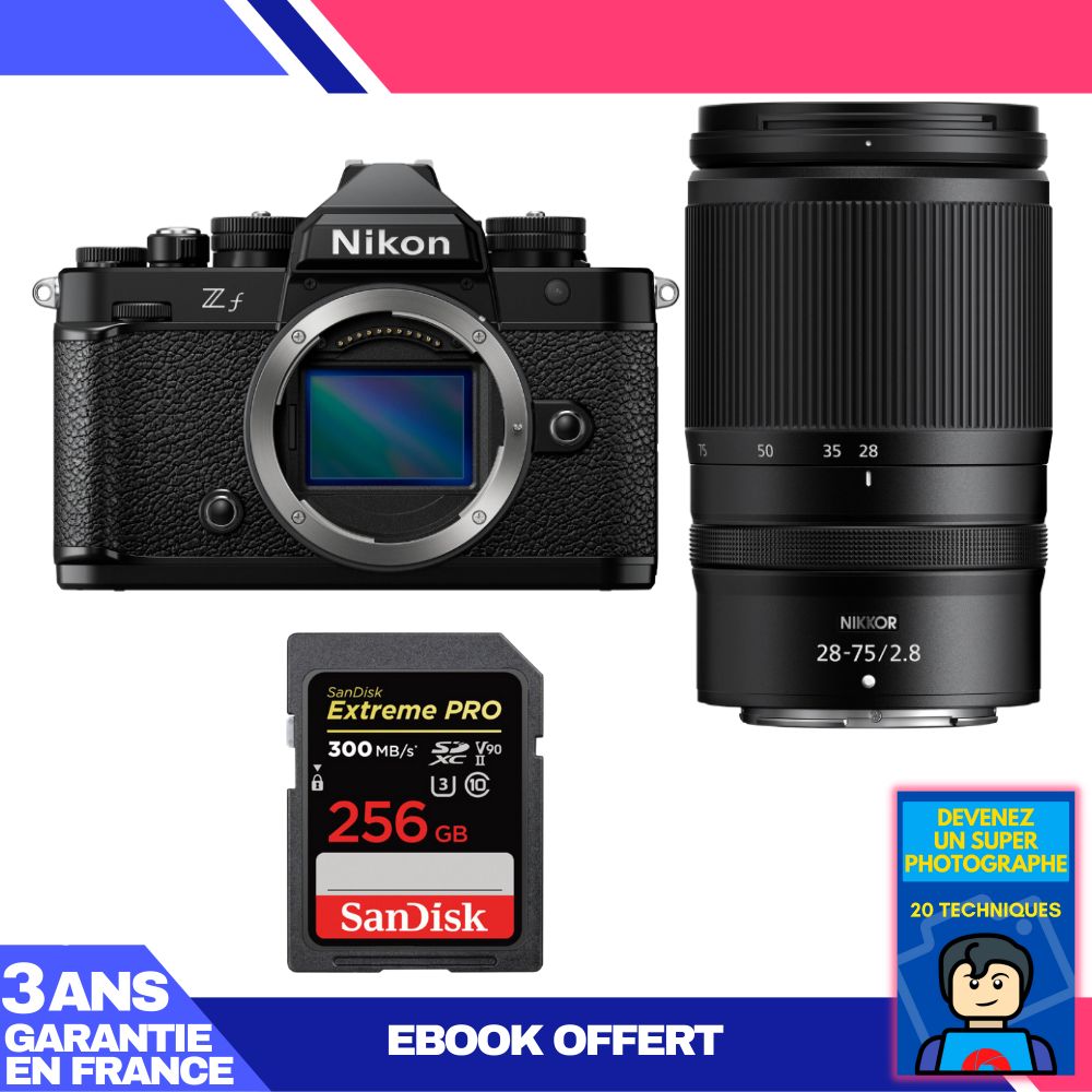 Nikon Zf Camera + 28-75mm f/2.8 Lens + 1 SanDisk 256GB Extreme PRO UHS-II SDXC Card + 'Become a Super Photographer' Ebook