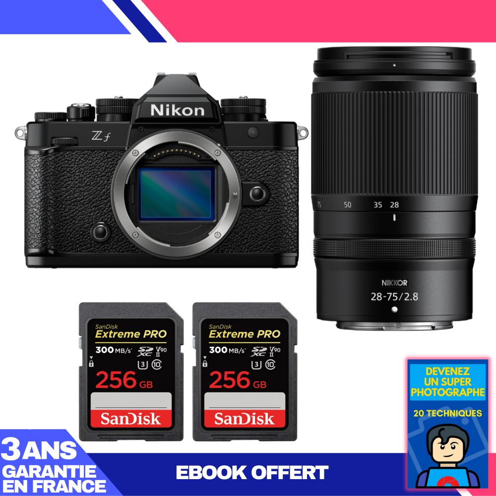 Nikon Zf Camera + 28-75mm f/2.8 Lens + 2 SanDisk 256GB Extreme PRO UHS-II SDXC Cards + 'Become a Super Photographer' Ebook