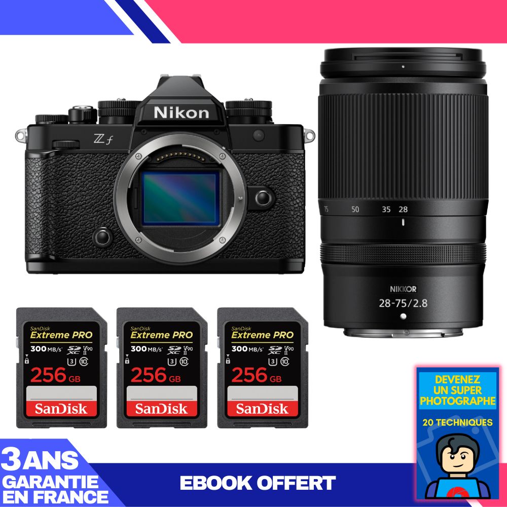 Nikon Zf Body + 28-75mm f/2.8 Lens + 3 SanDisk 256GB Extreme PRO UHS-II SDXC Cards + 'Become a Super Photographer' Ebook