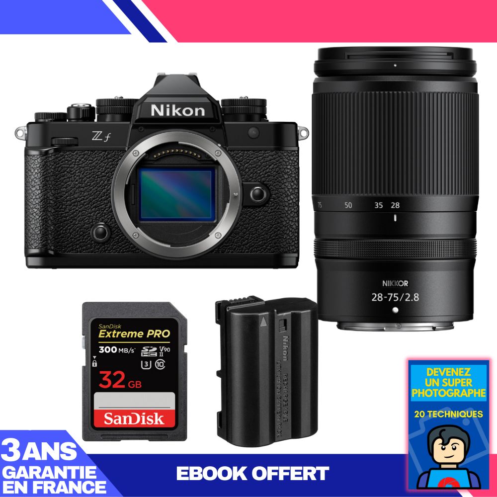 Nikon Zf Camera Kit with 28-75mm f/2.8 Lens + SanDisk 32GB Extreme PRO SD Card + EN-EL15C Battery + Ebook