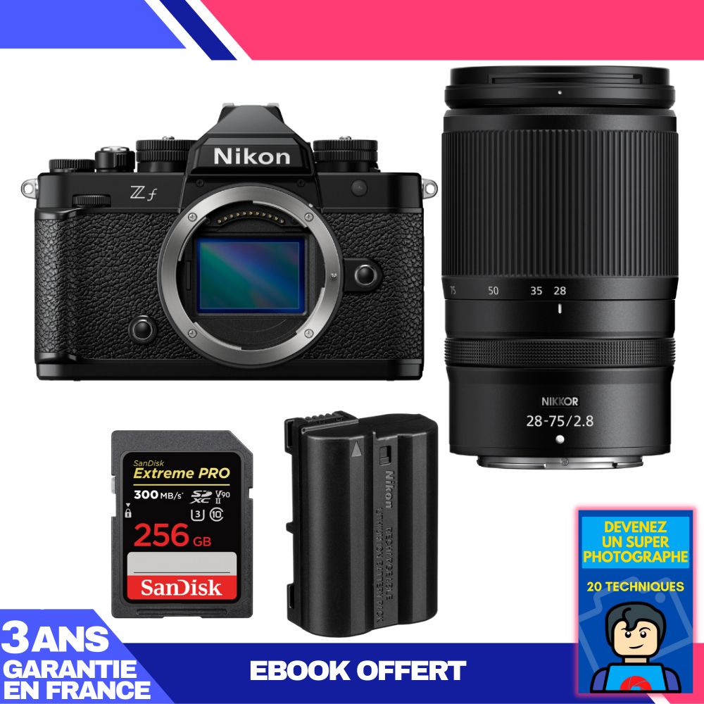 Nikon Zf Camera + 28-75mm f/2.8 Lens + 1 SanDisk 256GB Extreme PRO UHS-II SDXC Card + 1 Nikon EN-EL15C Battery + Ebook - Become a Super Photographer