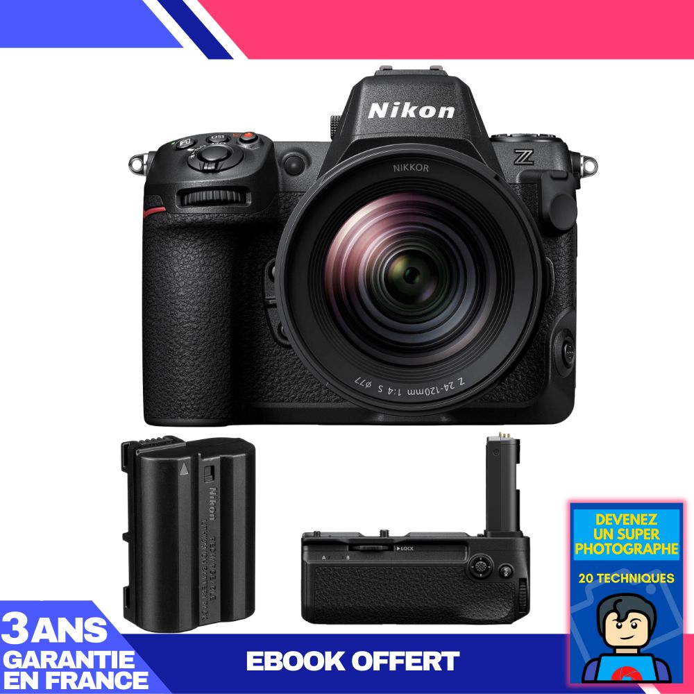 Nikon Z8 Mirrorless Camera Kit with Z 24-120mm Lens + MB-N12 Grip + EN-EL15C Battery + Ebook - Become a Super Photographer