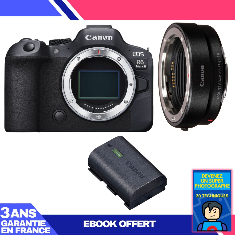 Canon EOS R6 Mark II Mirrorless Camera Kit with EF-EOS R Adapter and Accessories