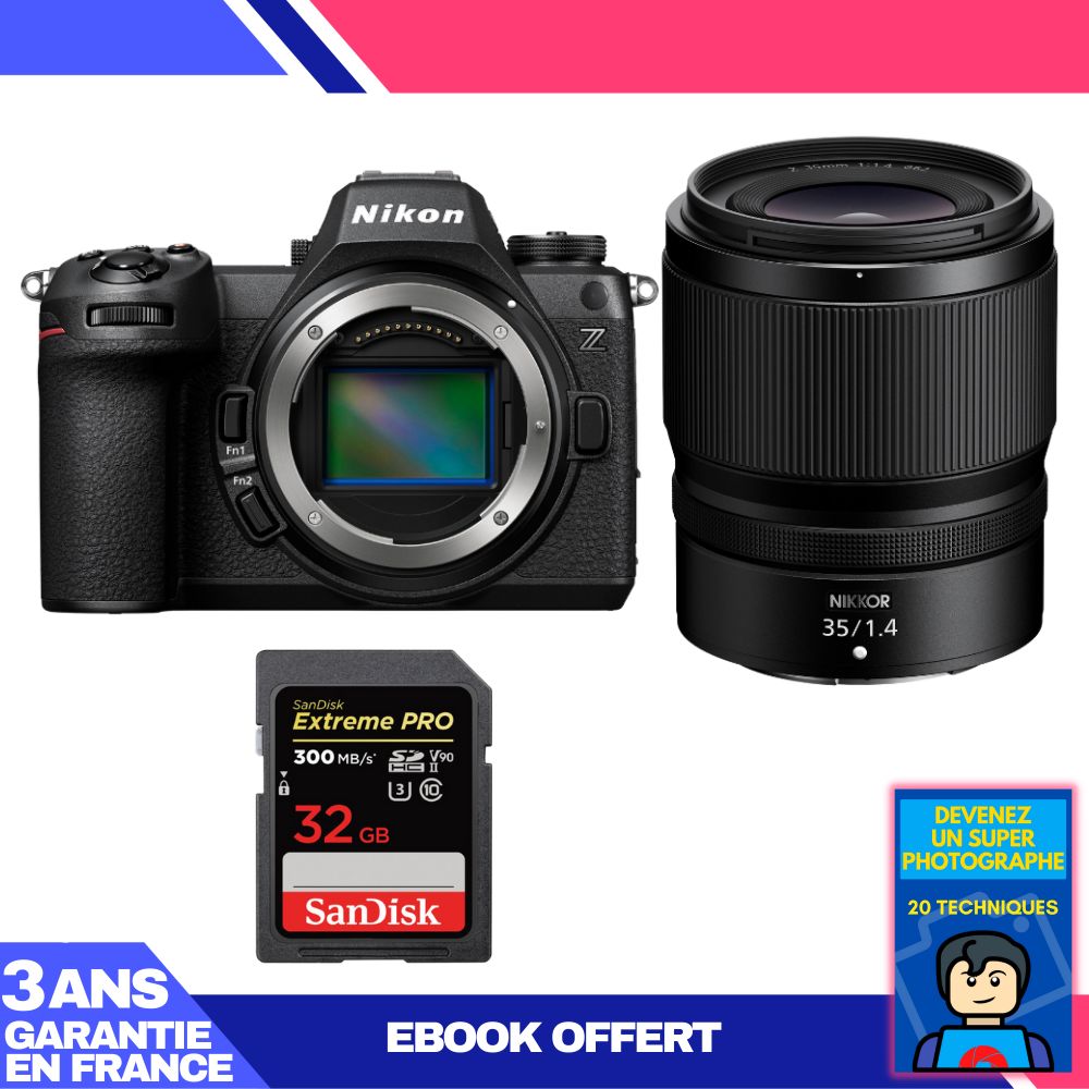 Nikon Z6 III Camera + Z 35mm f/1.4 Lens + 1 SanDisk 32GB Extreme PRO UHS-II SDXC Card + 'Become a Super Photographer' Ebook
