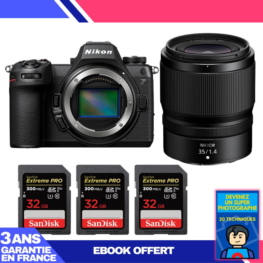 Nikon Z6 III Camera Kit with Z 35mm f/1.4 Lens + 3 SanDisk 32GB Extreme PRO UHS-II SDXC Cards + 'Become a Super Photographer' Ebook