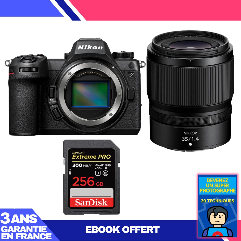 Nikon Z6 III Mirrorless Camera + Nikkor Z 35mm f/1.4 Lens + 256GB SanDisk Extreme PRO UHS-II SDXC Card + 'Become a Super Photographer' Ebook
