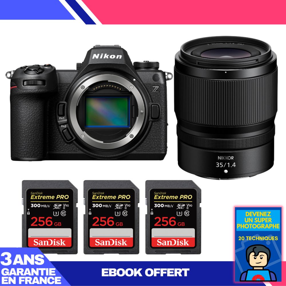 Nikon Z6 III Camera + Z 35mm f/1.4 Lens + 3 SanDisk 256GB Extreme PRO UHS-II SDXC Cards + 'Become a Super Photographer' Ebook
