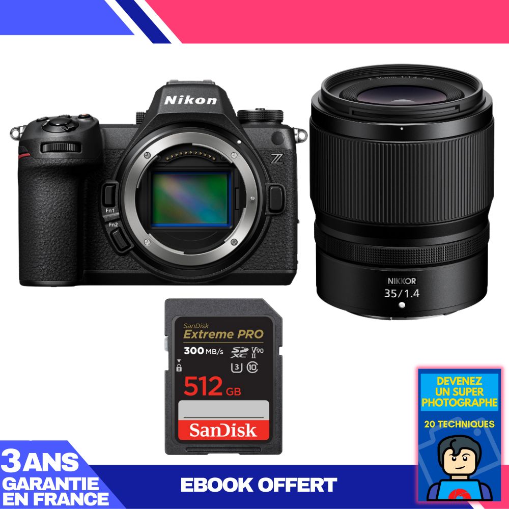 Nikon Z6 III Camera + Z 35mm f/1.4 Lens + 1 SanDisk 512GB Extreme PRO UHS-II SDXC Card + 'Become a Super Photographer' Ebook