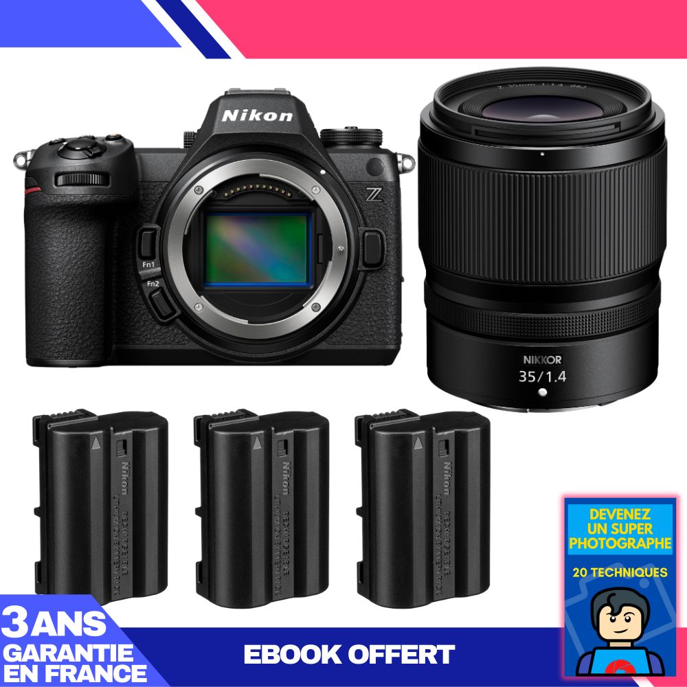Nikon Z6 III Camera Kit with Z 35mm f/1.4 Lens + 3 EN-EL15C Batteries + Ebook: Become a Super Photographer