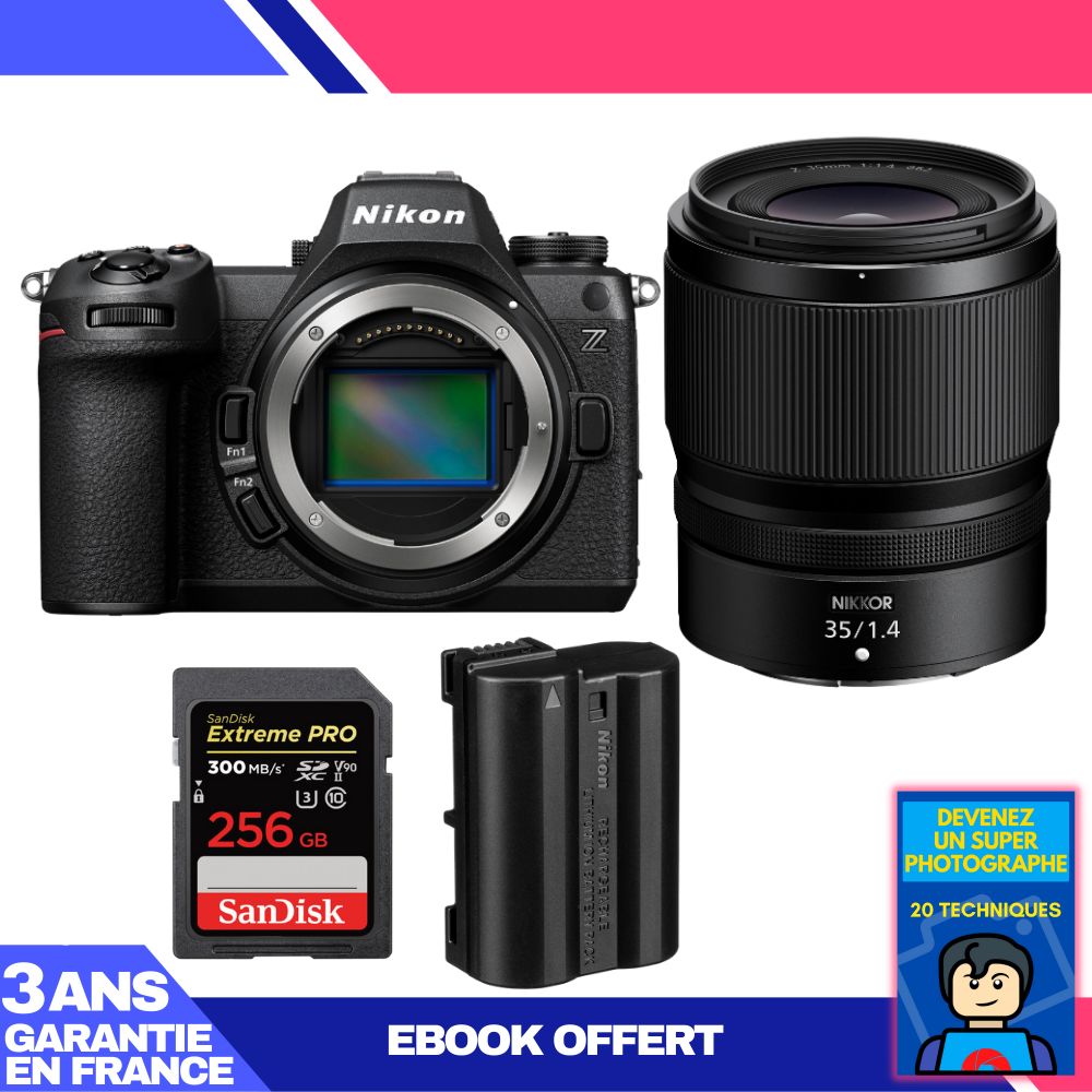 Nikon Z6 III Camera Kit with 35mm f/1.4 Lens + 256GB SD Card + Battery and Ebook