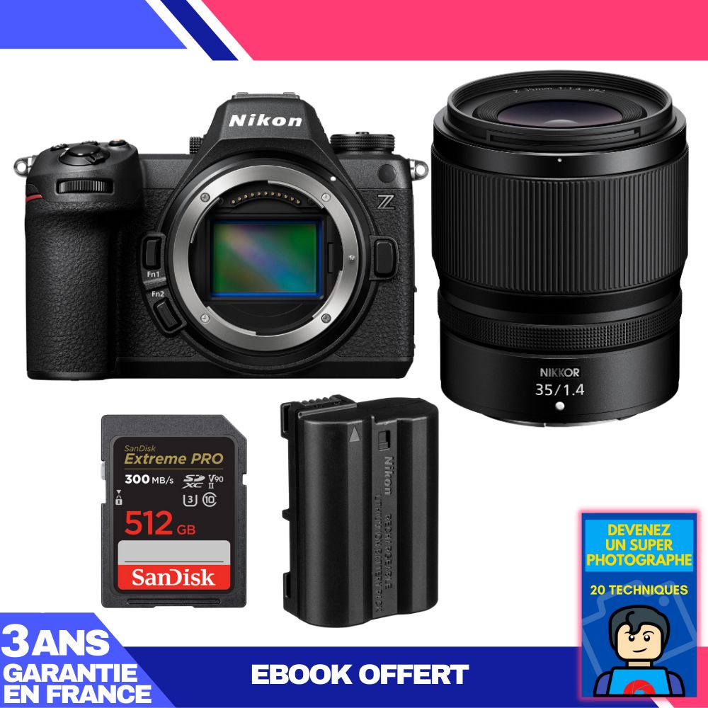 Nikon Z6 III Camera + Nikkor Z 35mm f/1.4 Lens + 1x 512GB SanDisk Extreme PRO UHS-II SDXC Card + 1x Nikon EN-EL15C Battery + Ebook 'Become a Super Photographer'