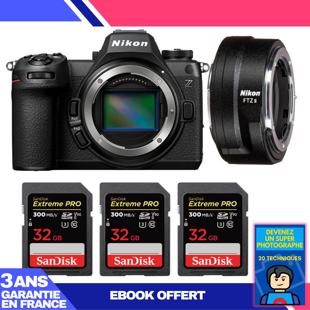 Nikon Z6 III Mirrorless Camera Kit with FTZ II Adapter and 3x 32GB SanDisk Extreme PRO UHS-II SDXC Cards